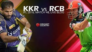 RCB 186/1 in 18.4 Overs | Live Cricket Score Kolkata Knight Riders vs Royal Challengers Bangalore, IPL 2016, KKR vs RCB, 48th T20 Match at Kolkata: RCB win by 9 wickets